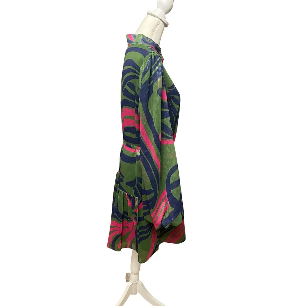Alden Adair Adele Dress L Ribbon Green Pink Mini NWT - Picture 4 of 16